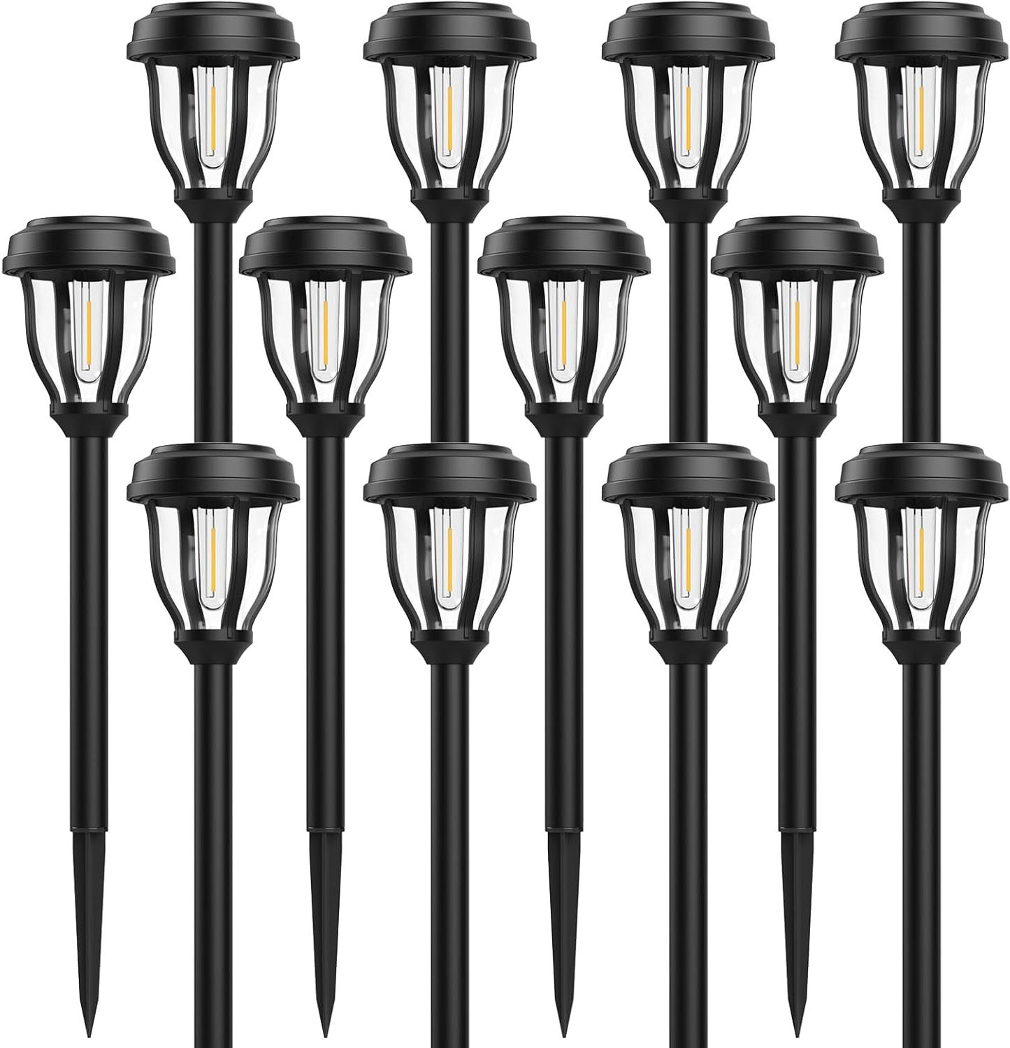 Solar Lights Outdoor Waterproof 12 Pack LED Solar Garden Lights Outdoor Decorations Decor for Yard, Patio, Landscape, Planter, Walkway,Driveway