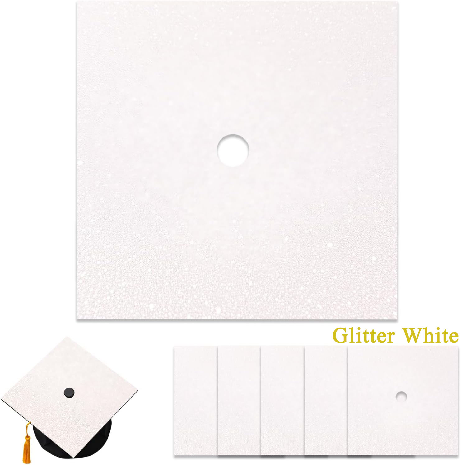 5 Pieces Glitter Cardstock Premium Construction Paper  Graduation Caps Decorations 2025 Congrats Grad Crafts Card Paper Scrapbook Supplies