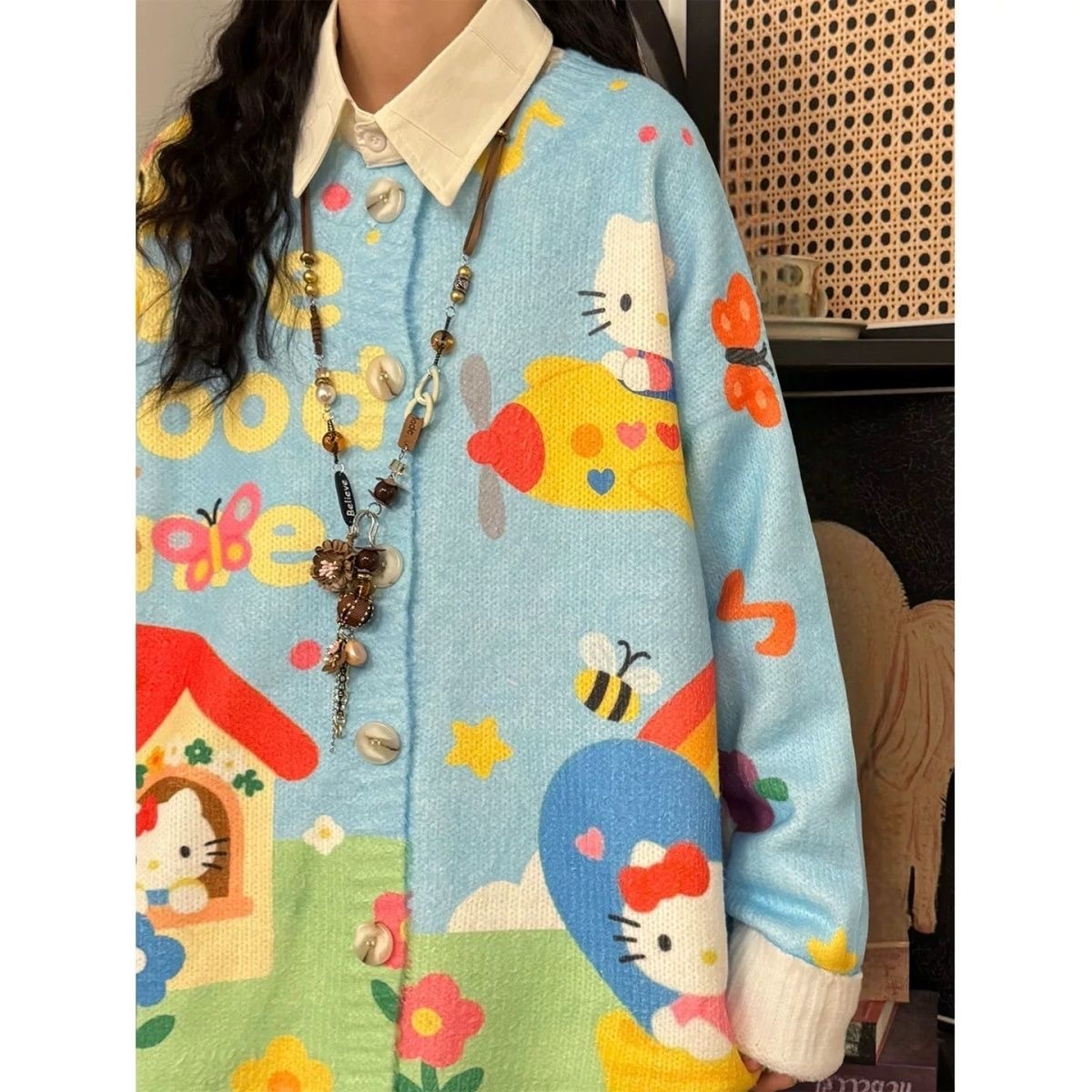 【Sky Blue Kitty Cloud Cardigan】Wear the Sunshine｜Soft, Slimming & Healing  LEDLYY Best Seller｜The Dream Cardigan That Brightens Your Day Instantly ✨ Bright Sky Blue × Playful Kitty × Cloud-Like Softness ✨