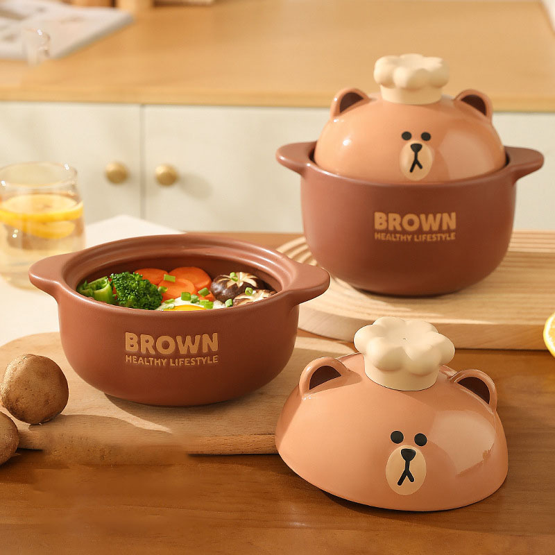 Cute ceramic non-stick cookware as a Mother's Day gift, can be stewed or boiled, high temperature resistant and not hot!