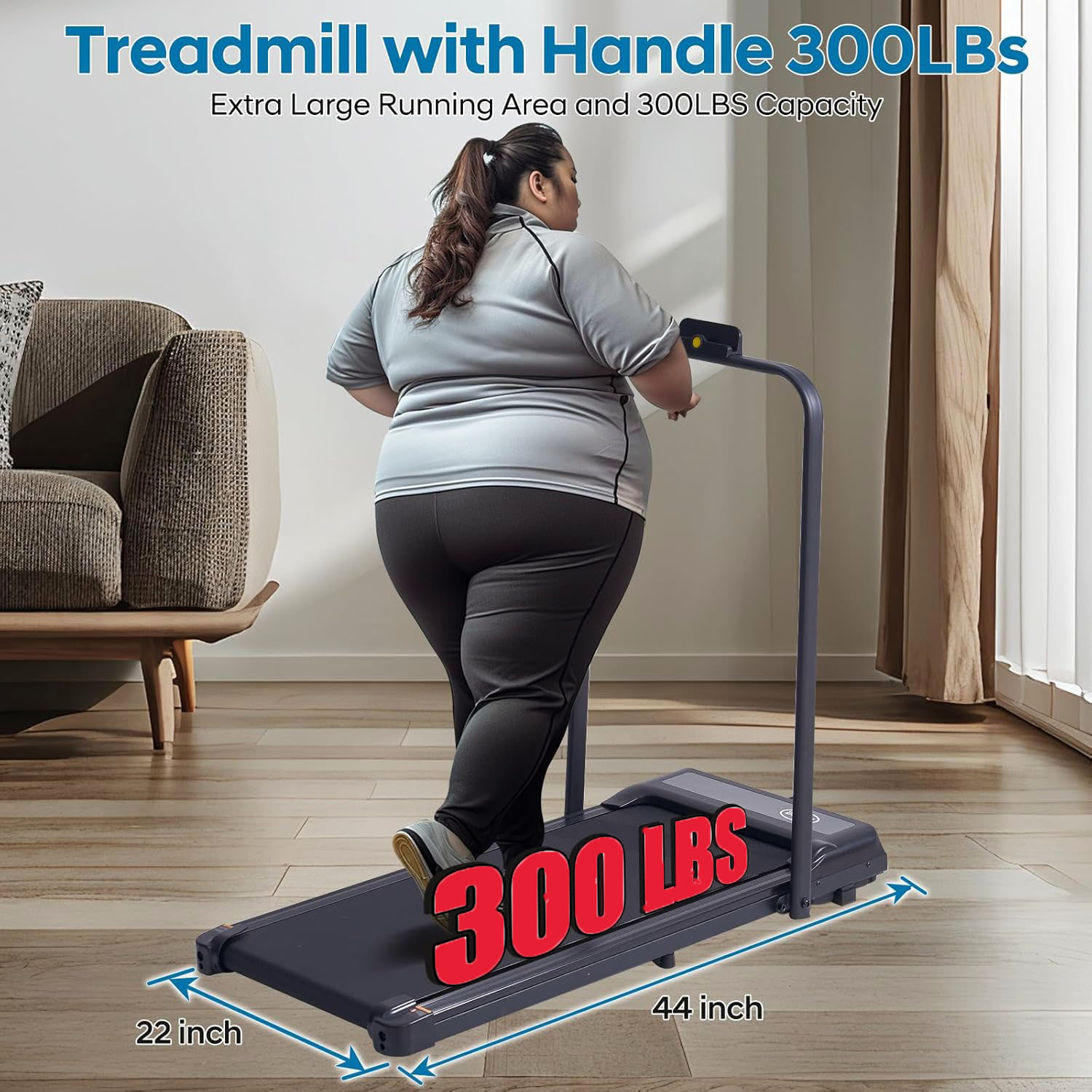 Treadmill with armrests Portable Treadmills for Home Office Folding Foldable Electric Treadmills for Home Small 3.0HP Walking Pad Treadmills with Handle Bar, 3 in 1 Under Desk Treadmill with Remote Control LED Display 300LBS Capacity