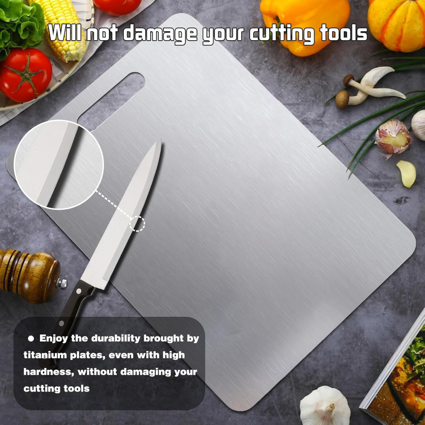 Titanium Cutting Boards For Kitchen 100% Pure Cut Titanium Cutting Board Food Grade Quality Easy To Clean And Will Not Absorb Odors Reversible Charcuterie Board For Kitchen Or Outdoor Camping