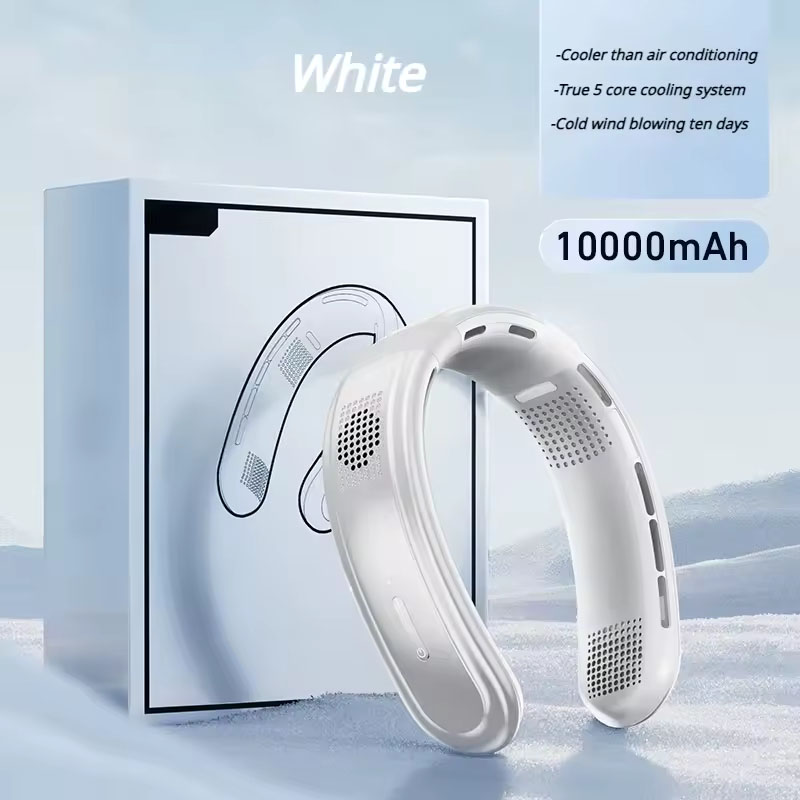 Portable Neck Fan 10000mAh Strong wind power Silent air delivery USB Charging 360° Cooling For men, women, dads and moms Ideal for home, office and outdoor activities