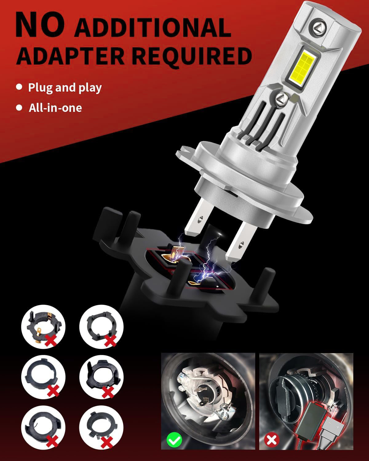 H7/H11/9005/HB3 Light Bulbs 2025 Upgrade Super Bright 6000K Cool White Fog Light Bulbs  Real 1:1 Mini Size with Cooling Fan Plug and Play Non-Polarity Pack of 2