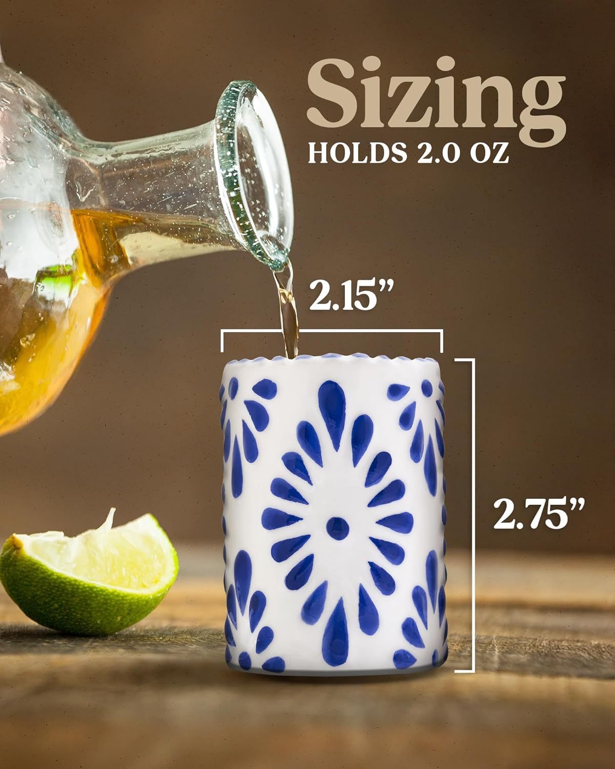Authentic Talavera Shot Glasses - Art Meets Celebration  Handcrafted Mexican Heritage • Inspired by 16th-century Puebla pottery traditions • Meticulously hand-painted in vibrant cobalt blue on creamy white glaze • Each piece showcases unique artisan brush