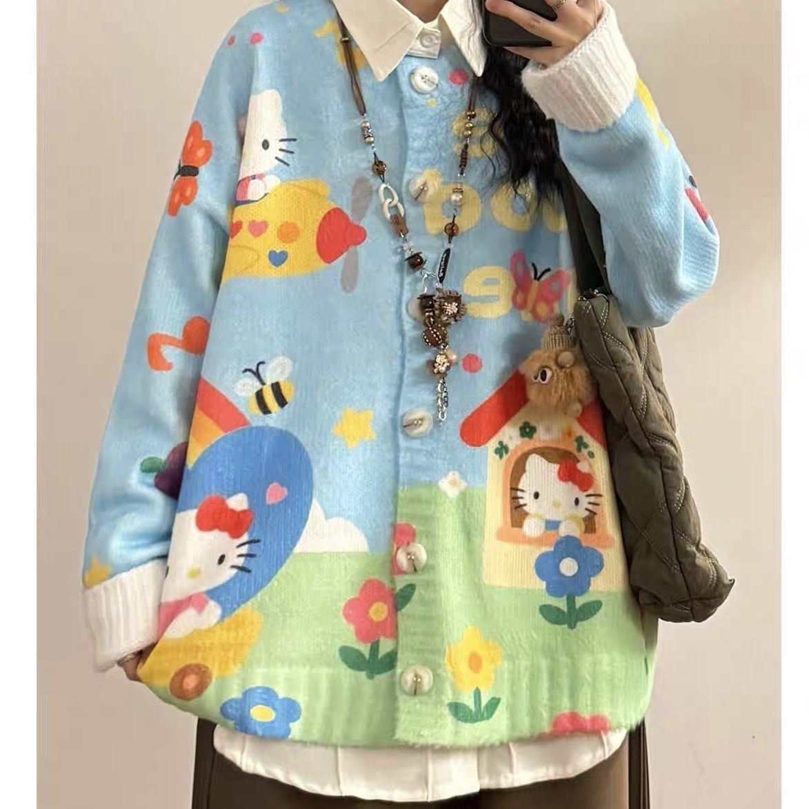 【Sky Blue Kitty Cloud Cardigan】Wear the Sunshine｜Soft, Slimming & Healing  LEDLYY Best Seller｜The Dream Cardigan That Brightens Your Day Instantly ✨ Bright Sky Blue × Playful Kitty × Cloud-Like Softness ✨