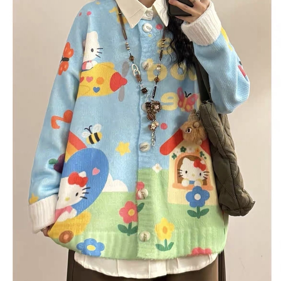 【Sky Blue Kitty Cloud Cardigan】Wear the Sunshine｜Soft, Slimming & Healing  LEDLYY Best Seller｜The Dream Cardigan That Brightens Your Day Instantly ✨ Bright Sky Blue × Playful Kitty × Cloud-Like Softness ✨