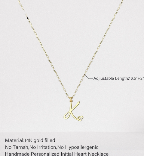 14k Gold Filled Dainty Initial Necklace: Customizable Personalized Monogram for Trendy Women