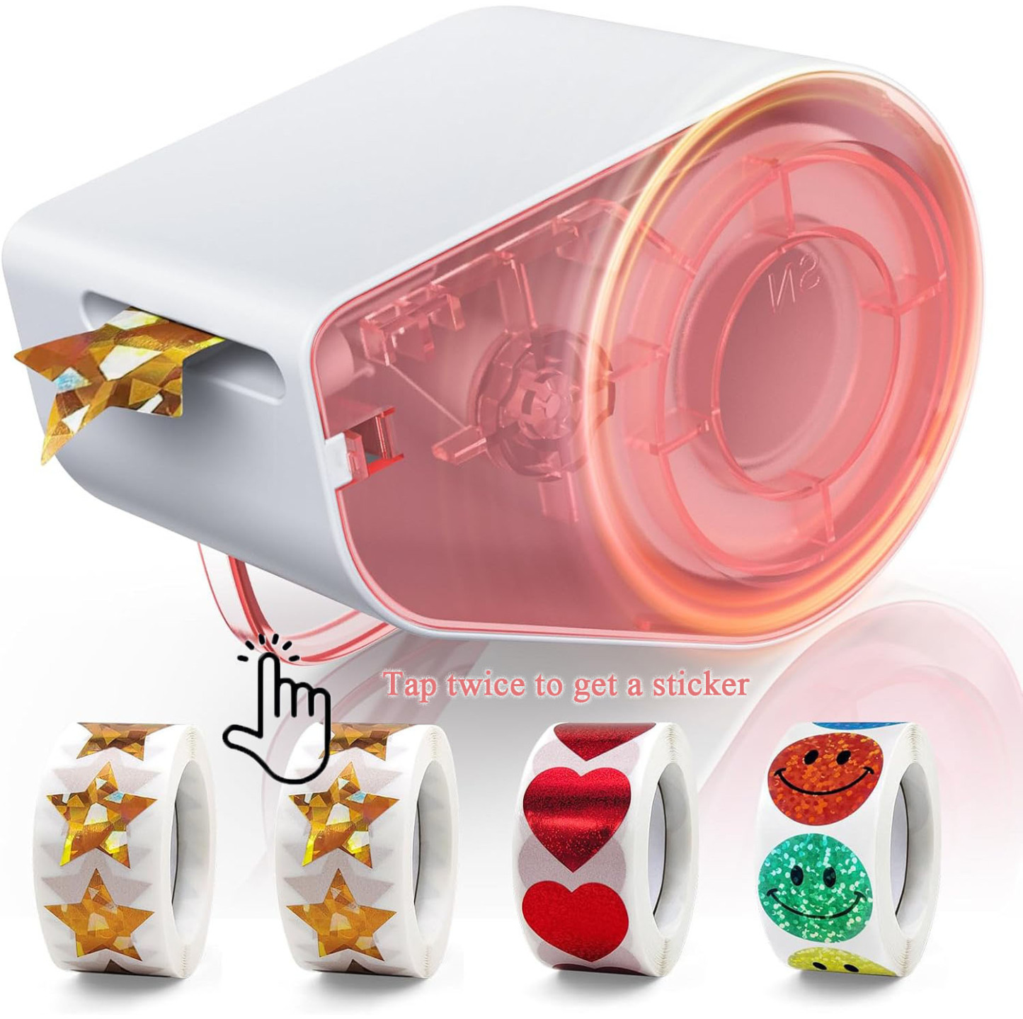 Manual Sticker Dispenser for Rolls of Stickers  1520 Pieces of 1 Inch Holographic Gold Star, Red Heart, Smiley Face Stickers  For children rewards, behavioral performance Teacher supplies for school classrooms School Classroom Teacher Supplies