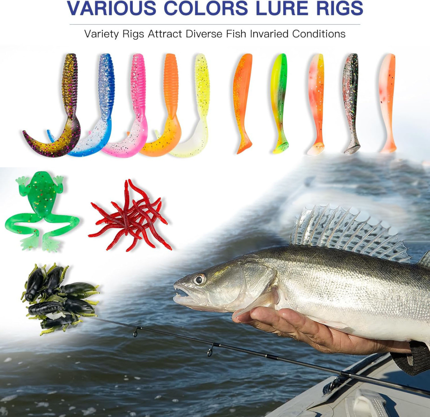 Fishing Lures 144Pcs Tackle Box Included Crankbaits, Spoon, Hooks, Jigs, Weights and More Other Accessories Well-Made Easy Catching Fishing Lures Kit for Freshwater Bait Tackle Kit for Bass Trout 