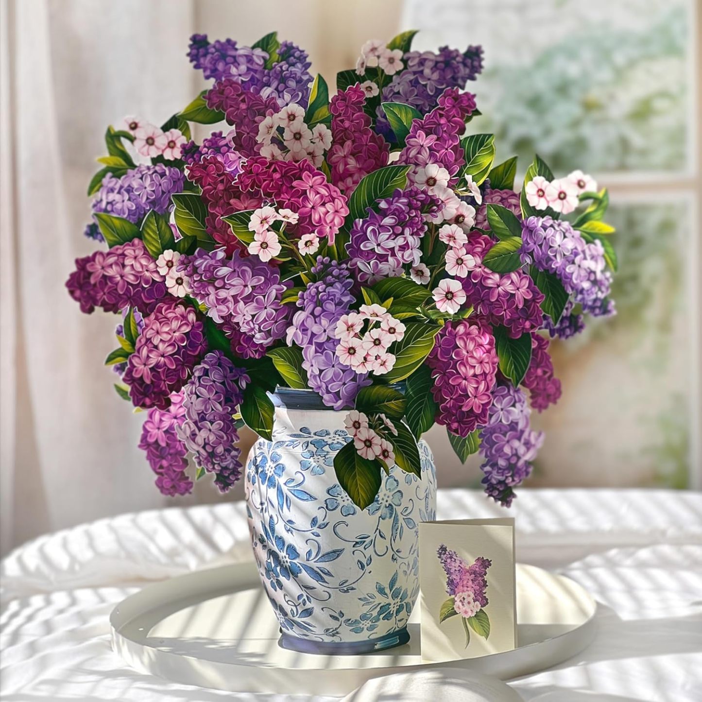 Paper Pop Up Cards Garden Lilacs 18 Inch Life Sized Forever Flower Bouquet 3D Popup Greeting Card Birthday Cards Thank You Card Blank Notecard & Envelope