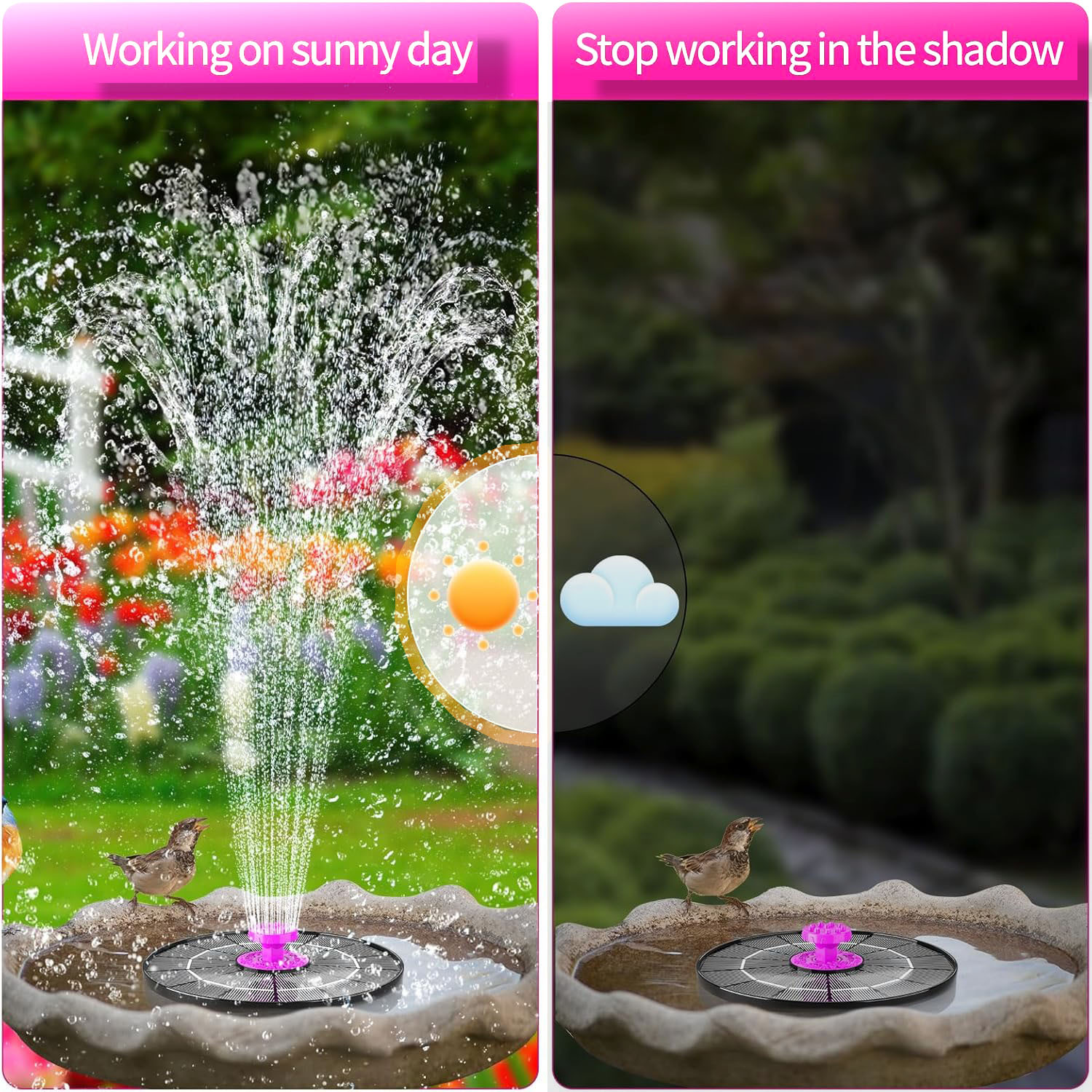 Solar Bird Bath Fountain Pump 2025 Upgrade 4W Solar Powered Water Pump Outdoor Water Fountain with 8 Nozzles For Bird Bath, Garden, Pond, Pool, Outdoor