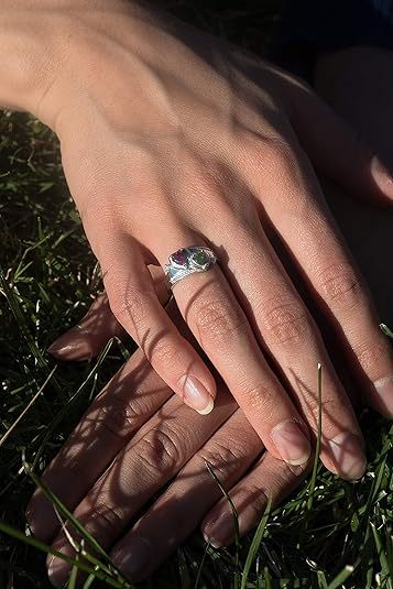 Sterling Silver Ring with 2 Birthstones  Personalized Happy Mother's Day Gift for Mom