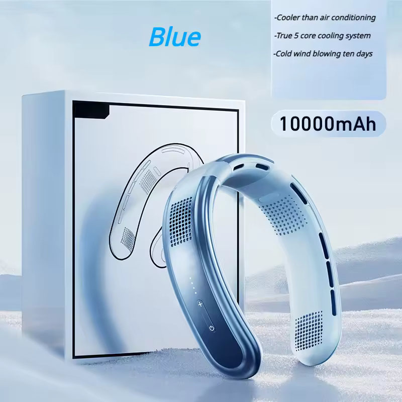 Portable Neck Fan 10000mAh Strong wind power Silent air delivery USB Charging 360° Cooling For men, women, dads and moms Ideal for home, office and outdoor activities