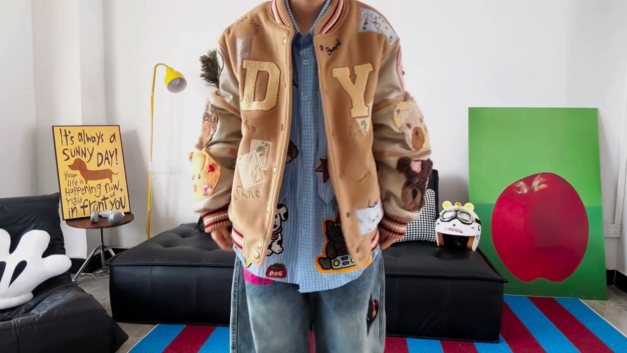 ✨Wrap Yourself in Winter Warmth｜3D Bear Patchwork Artisan Cotton Padded Coat, in a Gentle Chestnut Hue✨