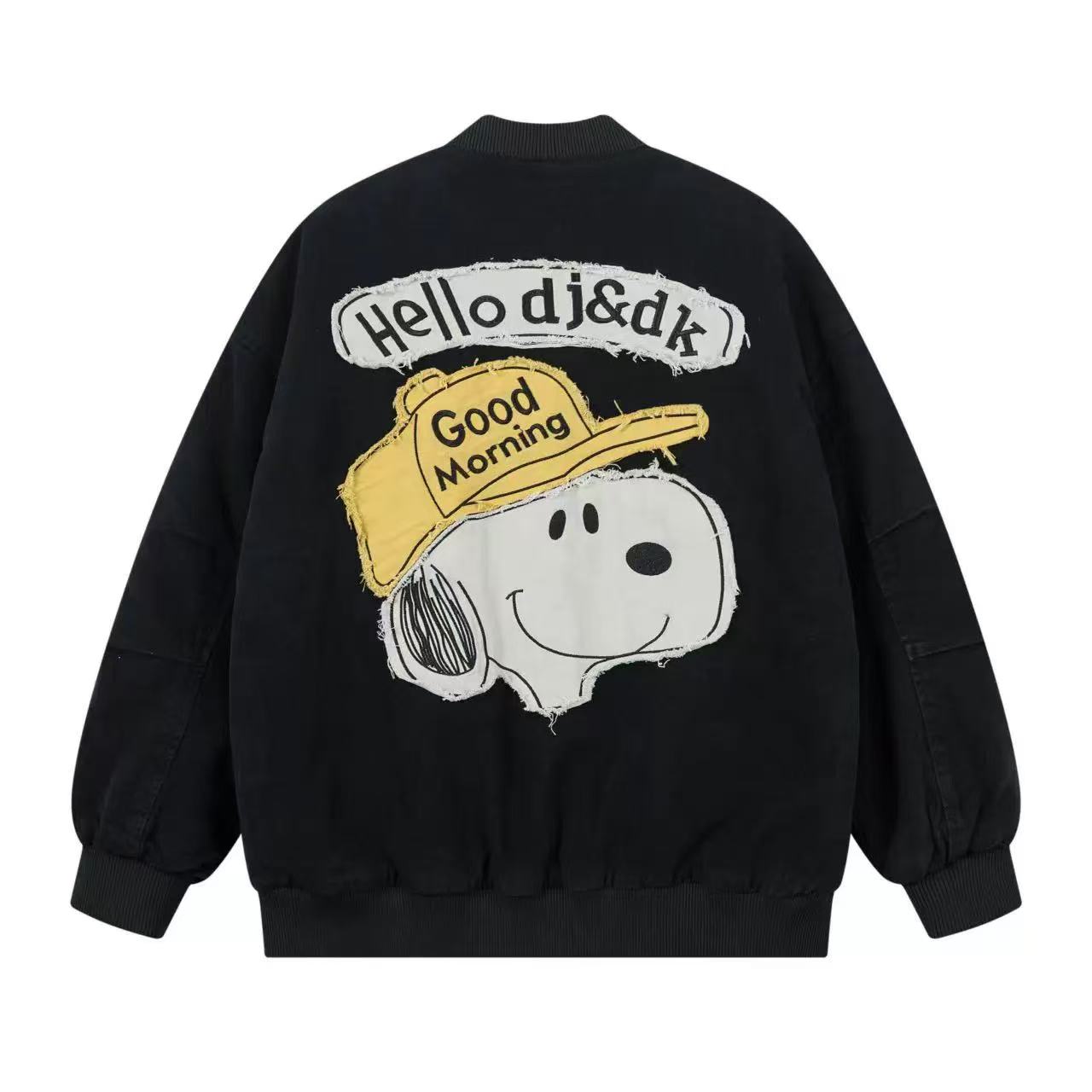 Snoopy Baseball Puffer Jacket | Comic-Inspired Warmth · Love at First Wear  The three-dimensional embroidered Snoopy leaps to life on the jacket, perfectly capturing his heartwarming smile from the comics. Designed in a classic baseball silhouette with li