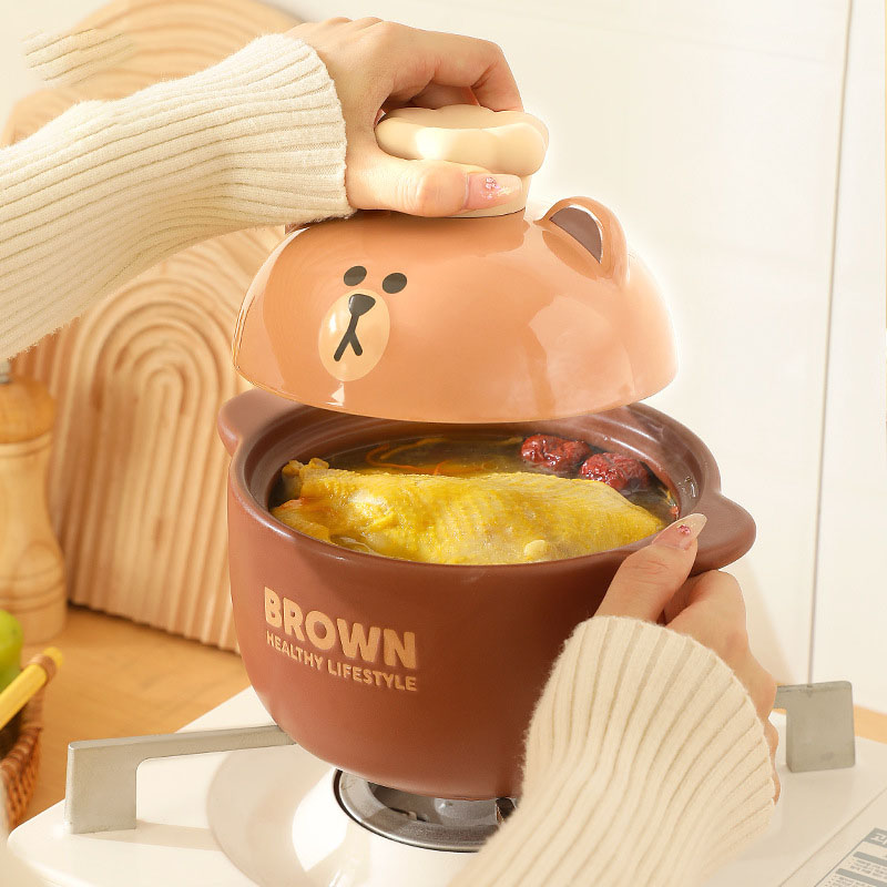 Cute ceramic non-stick cookware as a Mother's Day gift, can be stewed or boiled, high temperature resistant and not hot!