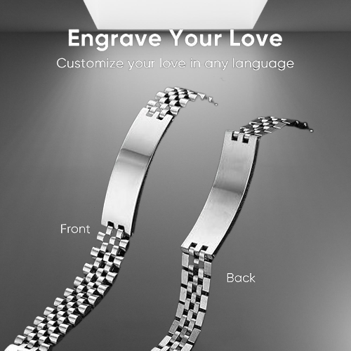 Personalized Stainless Steel Men's Watch Band & Chain Bracelet – Adjustable Engravable Jewelry Gift for Him