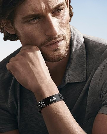 Personalized Stainless Steel Men's Watch Band & Chain Bracelet – Adjus