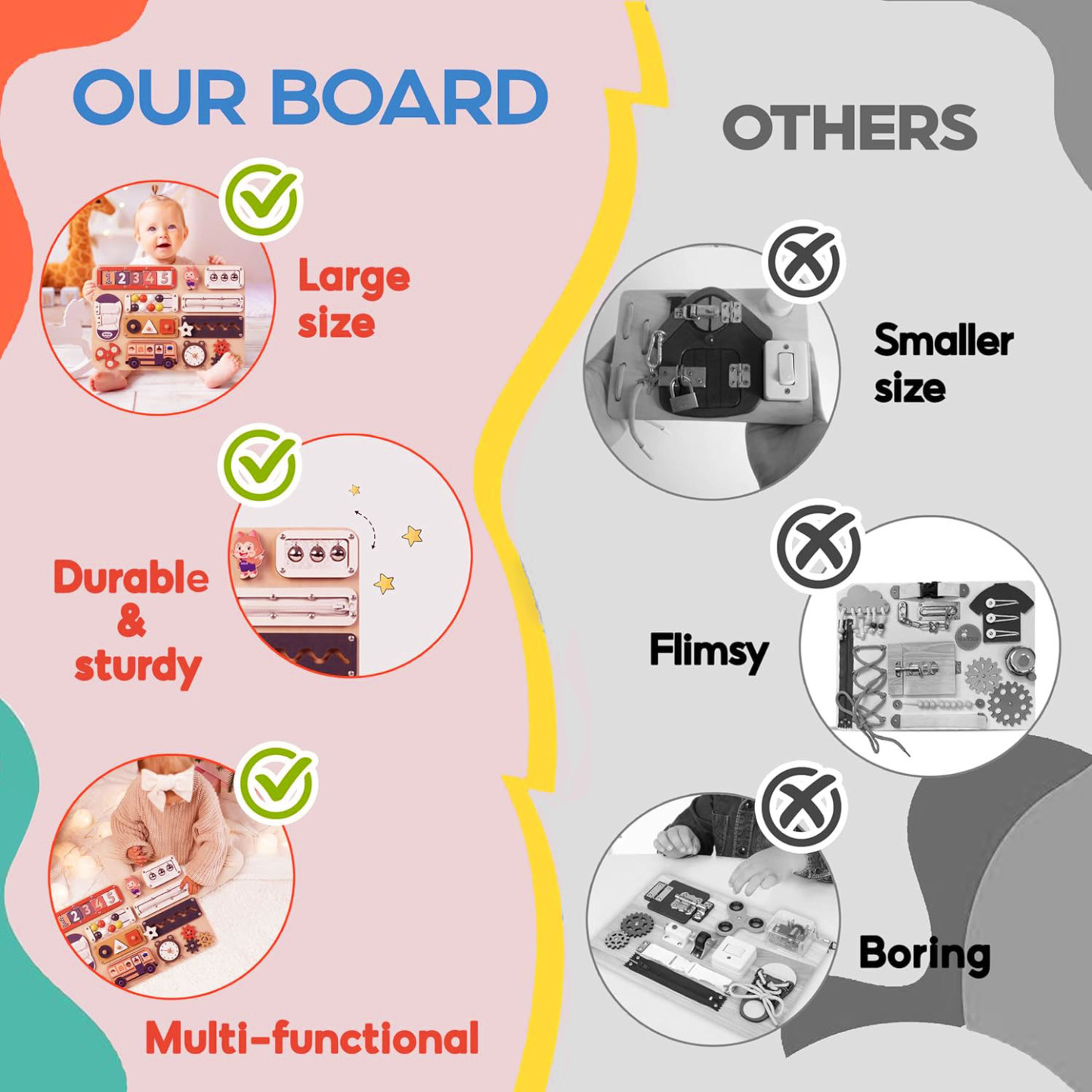 Bus Busy Board  Toys for  1.5+ Years Old Sensory Toys for 1.5+ Years Old Wheels On The Bus Wooden Toys  Fine Motor Skills & Early Learning Multiple toy combinations Gift for Boys & Girls 