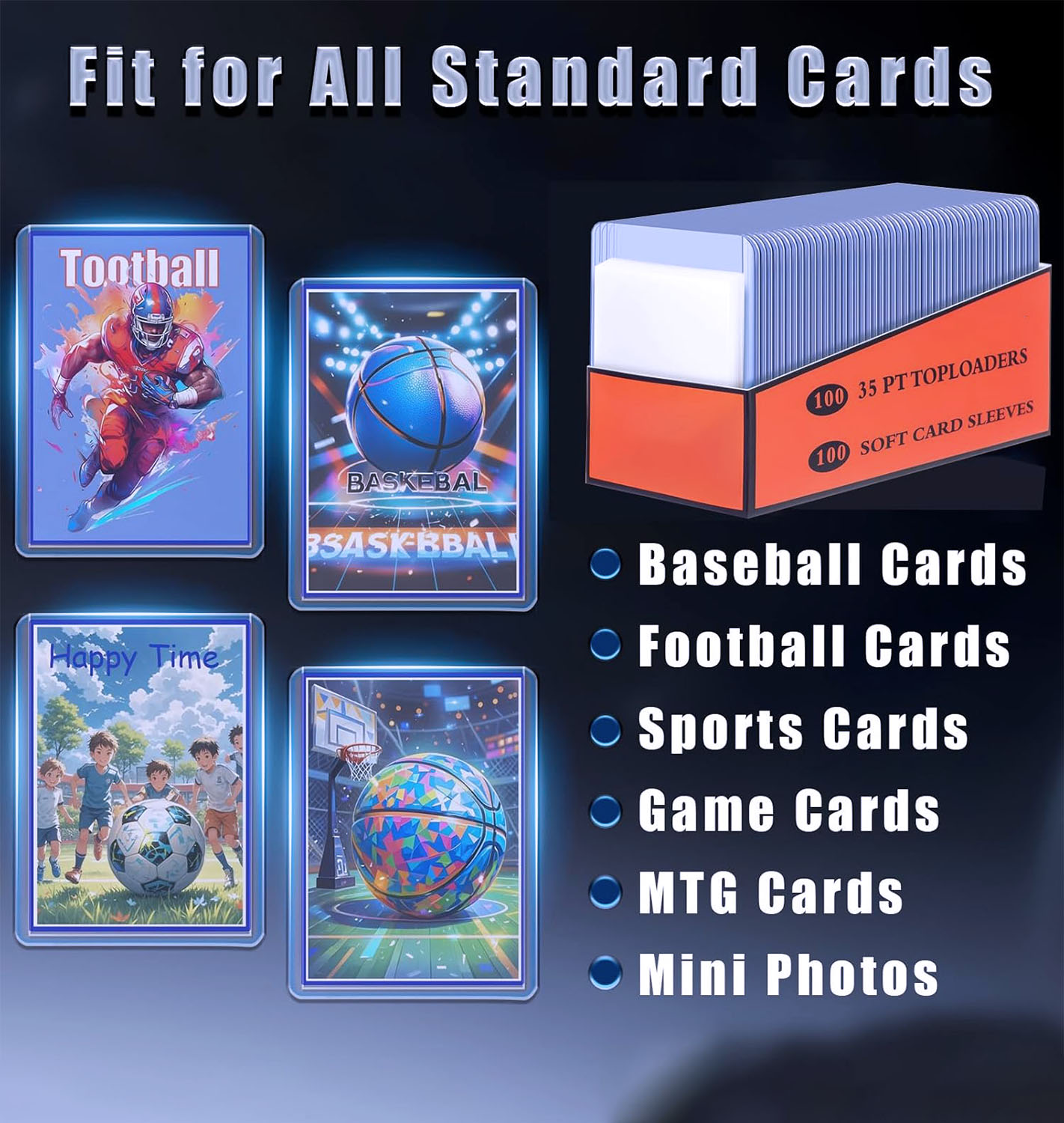 200 Card Sleeves 3"X4" Card Sleeves Hard Plastic Baseball Card Protectors Hard Plastic Premium Card Sleeve for Trading Cards (100 Hard Card Holders+100 Soft Sleeves)