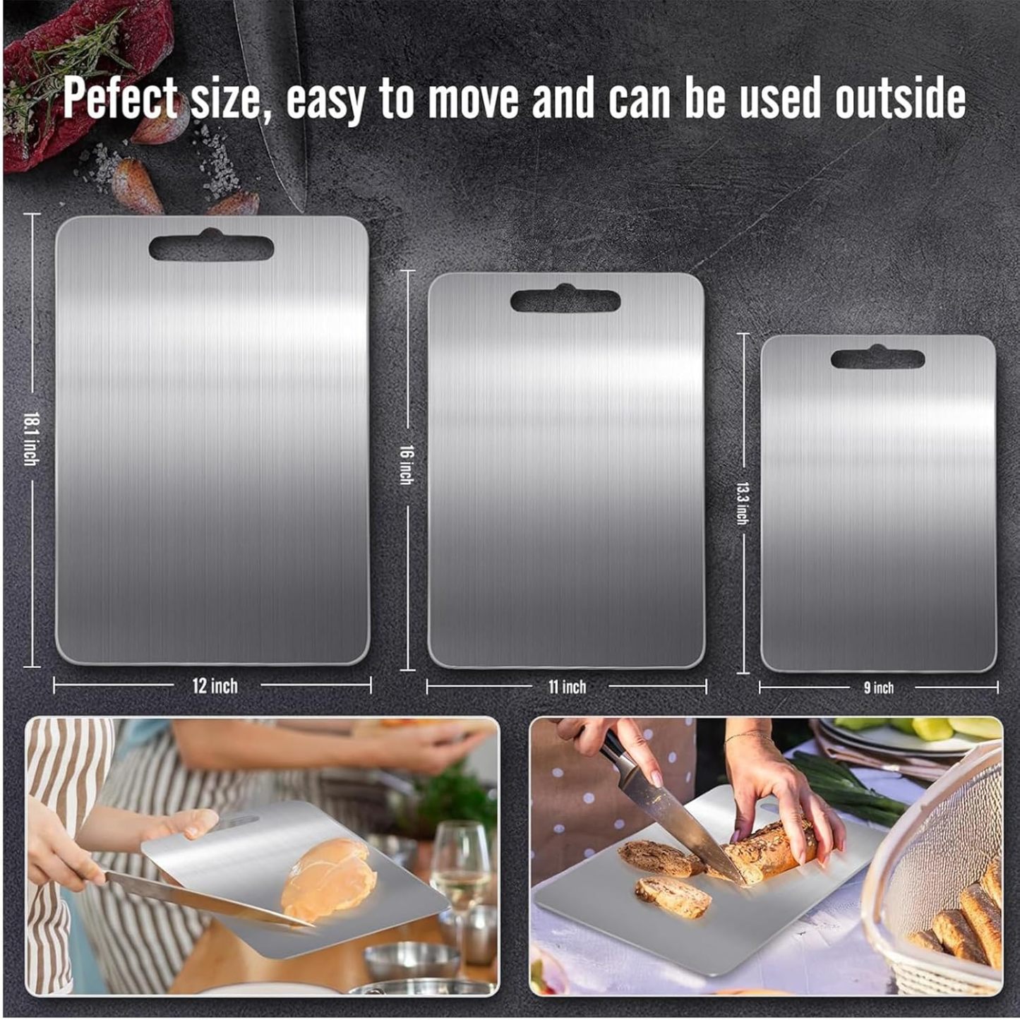 Titanium Cutting Boards For Kitchen 100% Pure Cut Titanium Cutting Board Food Grade Quality Easy To Clean And Will Not Absorb Odors Reversible Charcuterie Board For Kitchen Or Outdoor Camping