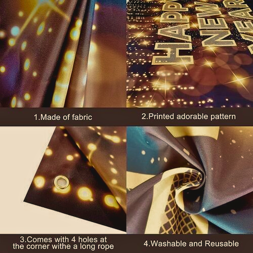 2025 Happy New Year Banner, 72x44 Inches New Year's Eve Party Decor, Background for Celebrations 