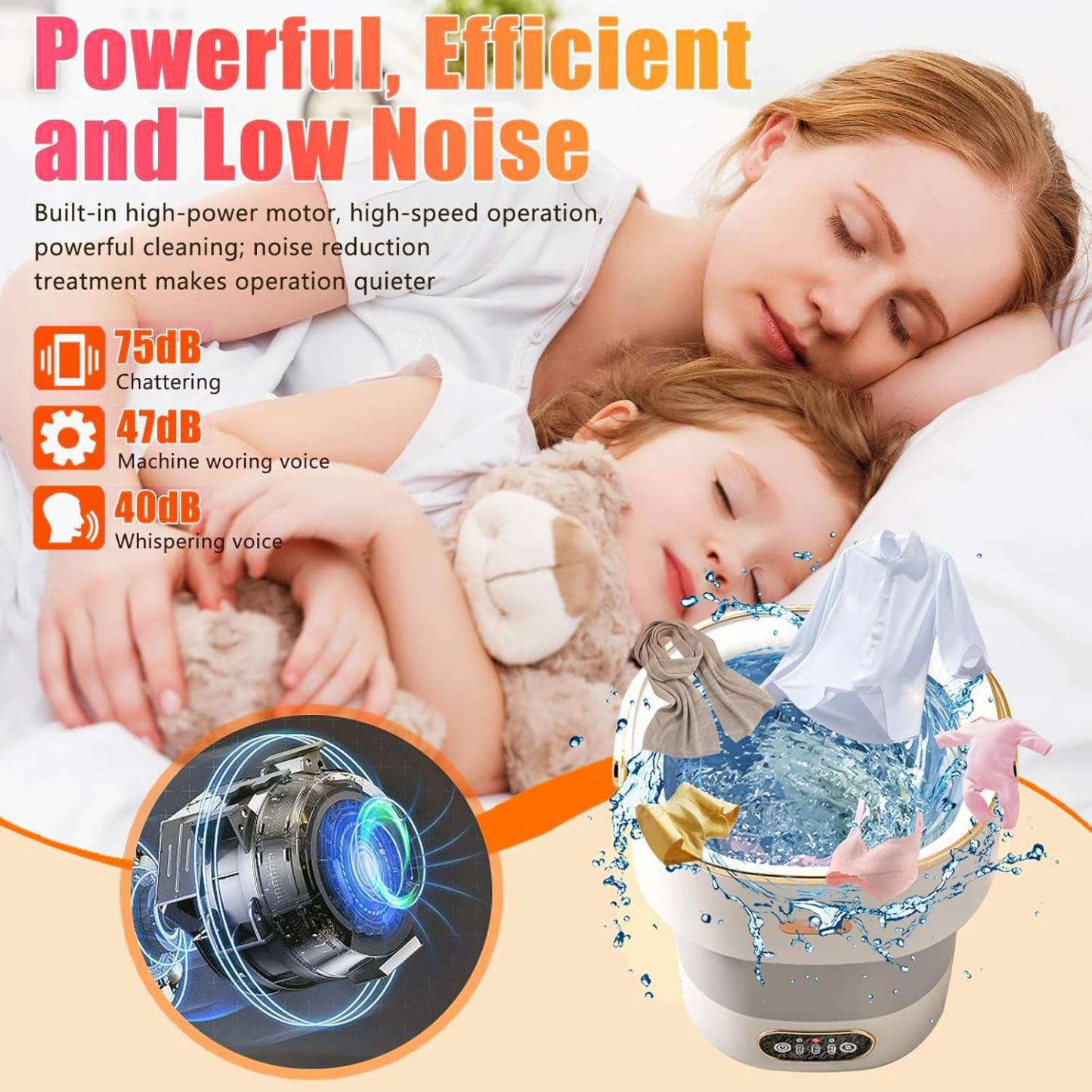 Portable Washing Machine 15L Collapsible Mini Washer 3 Cleaning Modes Small Foldable Laundry Machine for Travel Camping Dorms RVs Apartments