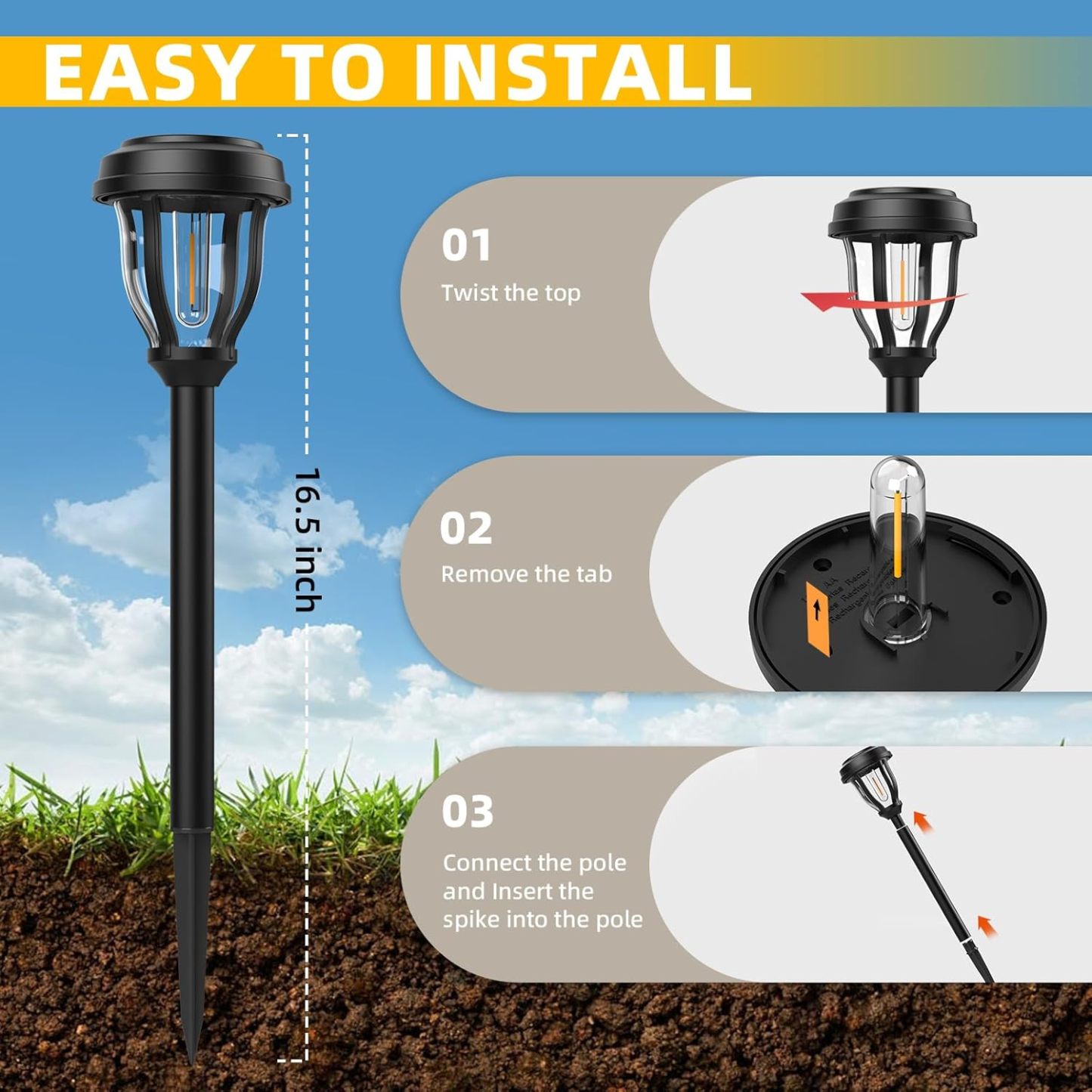 Solar Lights Outdoor Waterproof 12 Pack LED Solar Garden Lights Outdoor Decorations Decor for Yard, Patio, Landscape, Planter, Walkway,Driveway