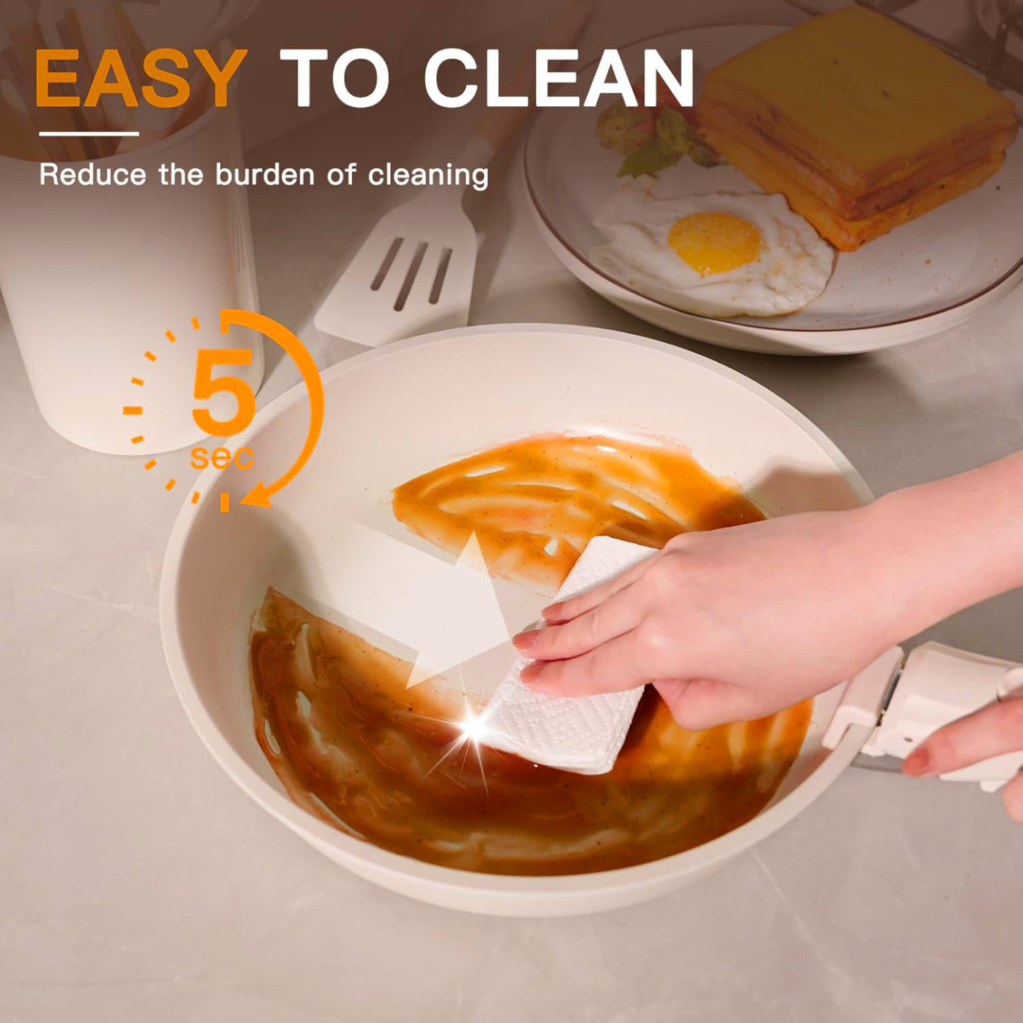 23 Pcs Pots and Pans Set Non Stick Ceramic Cookware Set Detachable Handle Healthy Non Stick for RV, Dishwasher ＆ Oven Safe Stackable Non-stick Set Cream White
