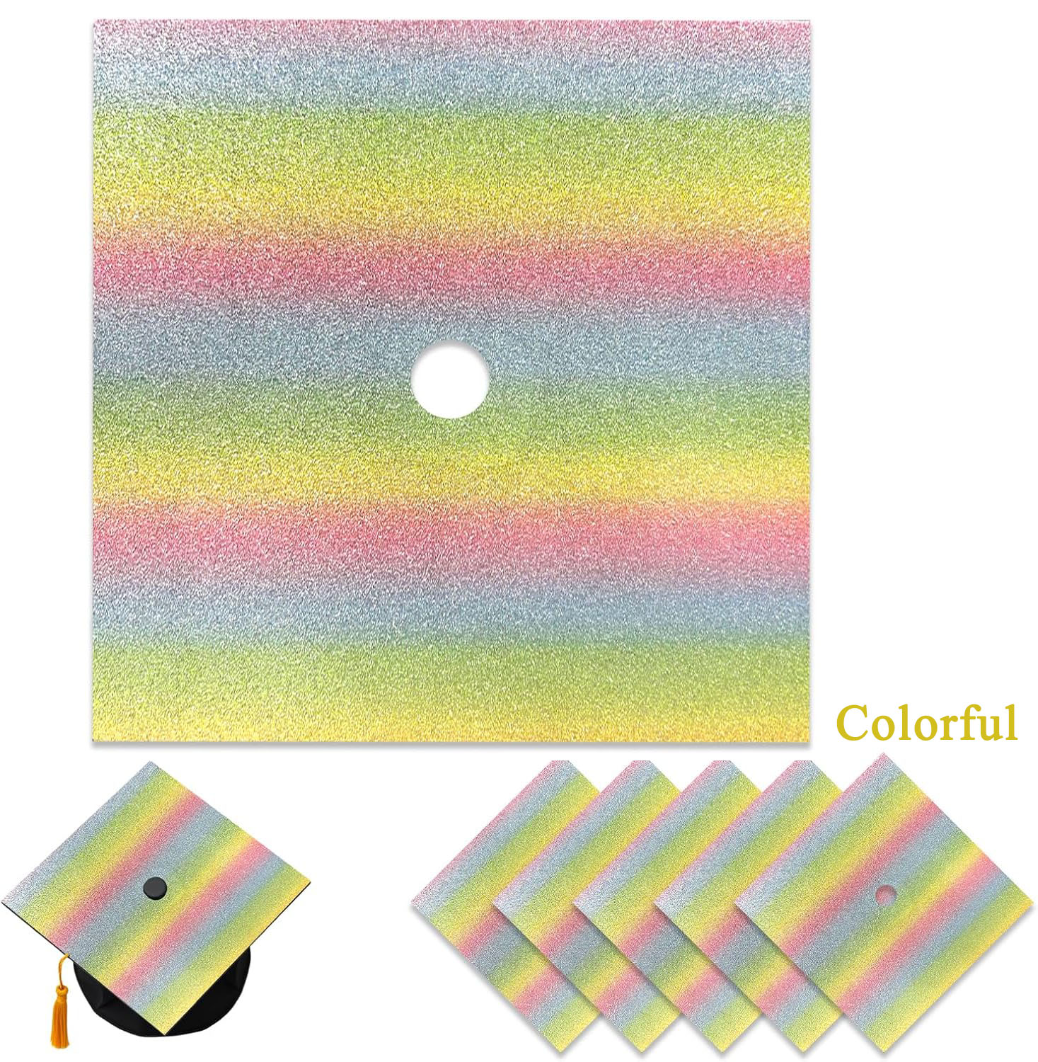 5 Pieces Glitter Cardstock Premium Construction Paper  Graduation Caps Decorations 2025 Congrats Grad Crafts Card Paper Scrapbook Supplies
