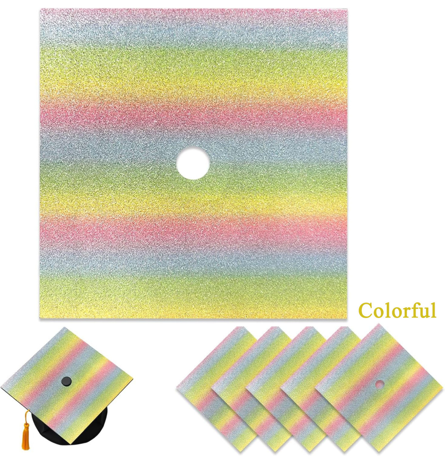 5 Pieces Glitter Cardstock Premium Construction Paper  Graduation Caps Decorations 2025 Congrats Grad Crafts Card Paper Scrapbook Supplies