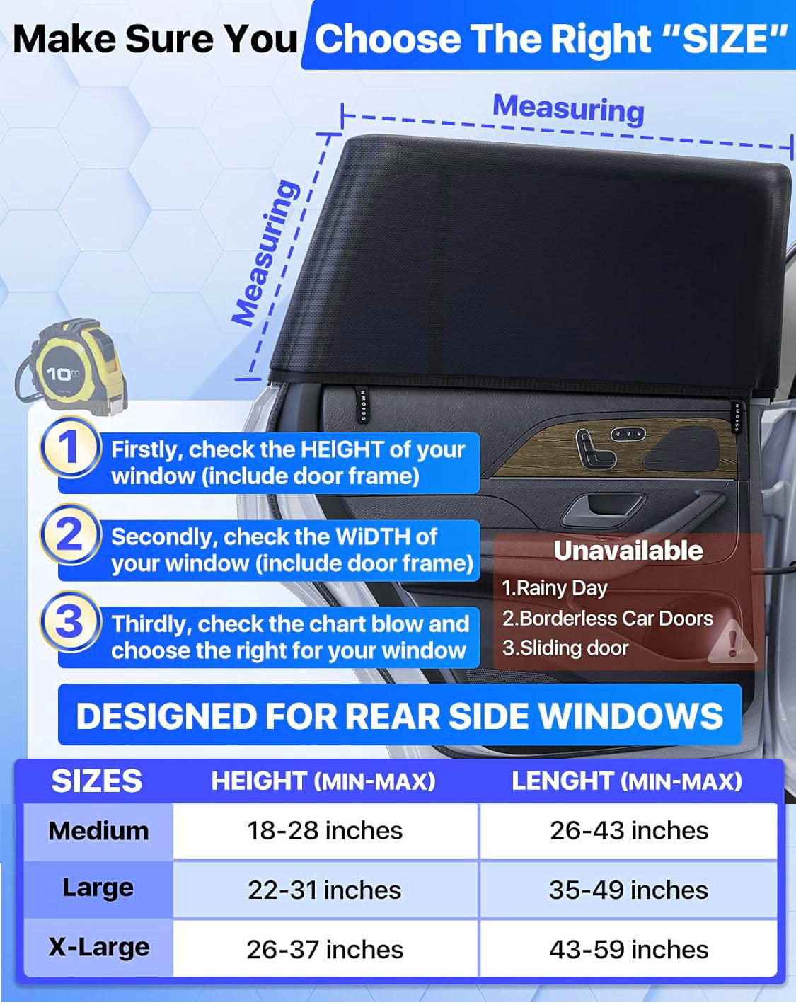 [2025 Upgraded] Car Window Shades for Baby[Ice Crystal Cooling Layer] Sun Safety Car Window Shade with Heat Alert, Helps Block UVA/UVB Rays Cling Sun Shade 99% UV Protection Fit SUV/Sedan/Minivan | Roll Windows Down, Privacy Safe 2 Pack