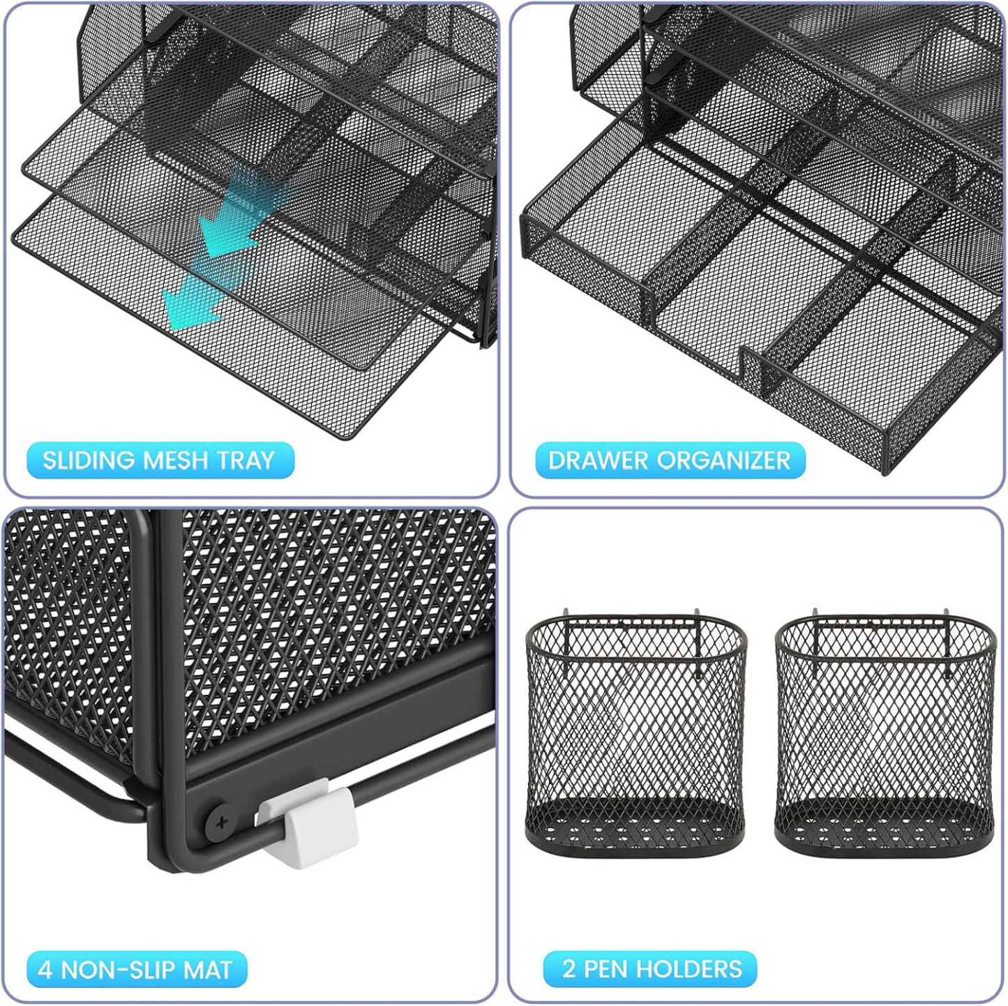 Desk Organizers and Accessories 5-Tier Paper File Organizer with Drawer & Pen Holder Simple Trending 5-Tier Desk File Organizer Office Desk Accessories  Workspace Desktop Organizer for Office Supplies