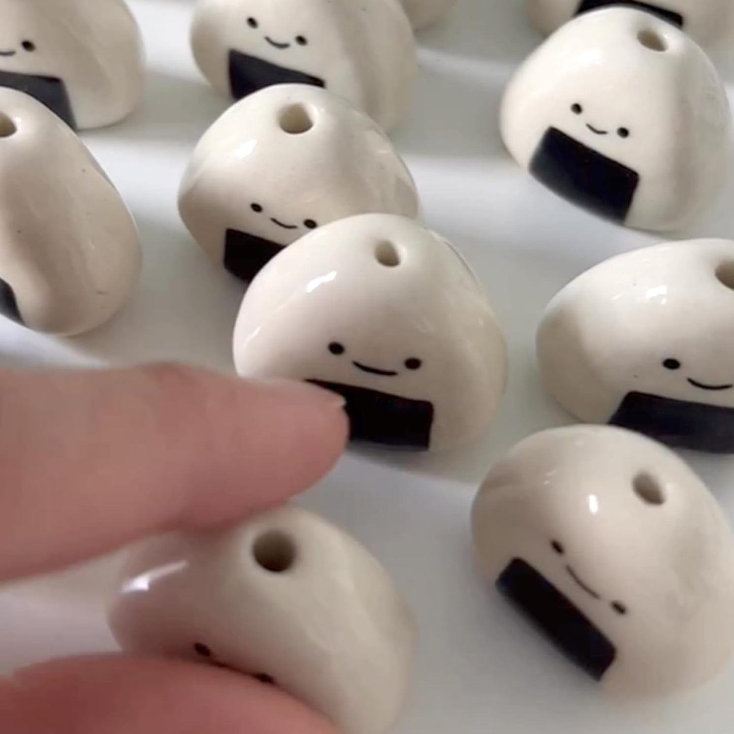 Mini Flower Vase Handmade Ceramic Rice Ball (Japanese Onigiri) Miniature Vases Charming and Cute Design Perfect for Dry Flowers - Bulk Bud Vases Unique and Adorable Japanese Craft