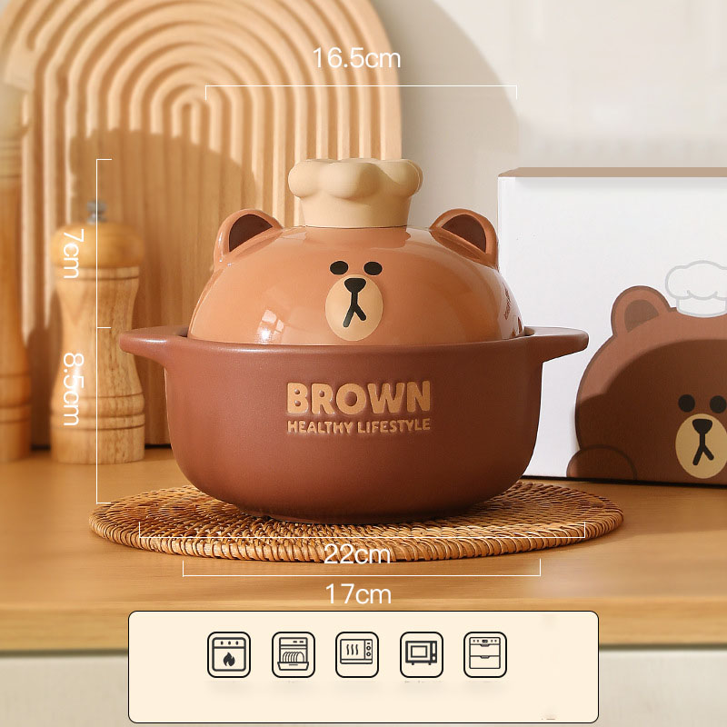 Cute ceramic non-stick cookware as a Mother's Day gift, can be stewed or boiled, high temperature resistant and not hot!