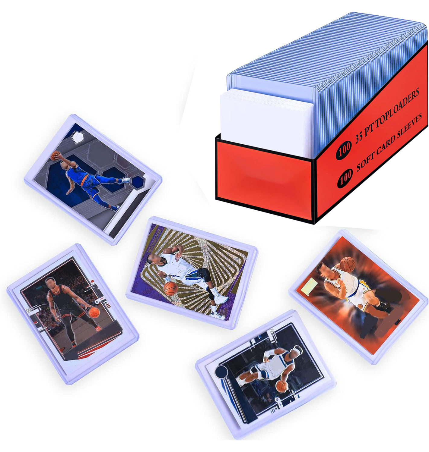200 Card Sleeves 3"X4" Card Sleeves Hard Plastic Baseball Card Protectors Hard Plastic Premium Card Sleeve for Trading Cards (100 Hard Card Holders+100 Soft Sleeves)