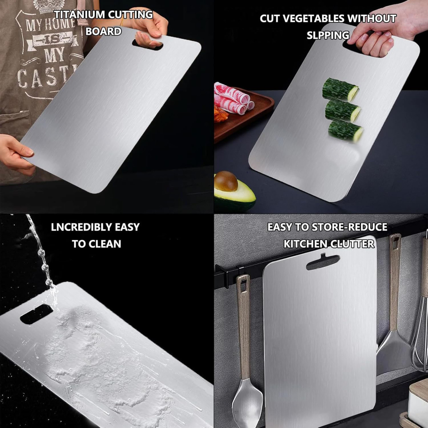 Titanium Cutting Boards For Kitchen 100% Pure Cut Titanium Cutting Board Food Grade Quality Easy To Clean And Will Not Absorb Odors Reversible Charcuterie Board For Kitchen Or Outdoor Camping