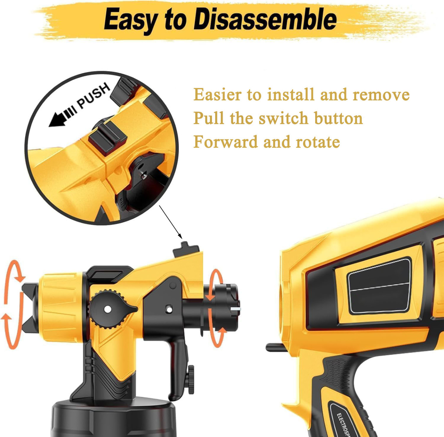 Paint Sprayer 1000W High Power Electric Spray Paint Gun Adjustable Spray Width Knob 1400ML Container 4 Nozzles & 3 Patterns Easy to Clean, for Furniture, Cabinets, Fence, Walls, Door, Garden Chairs etc