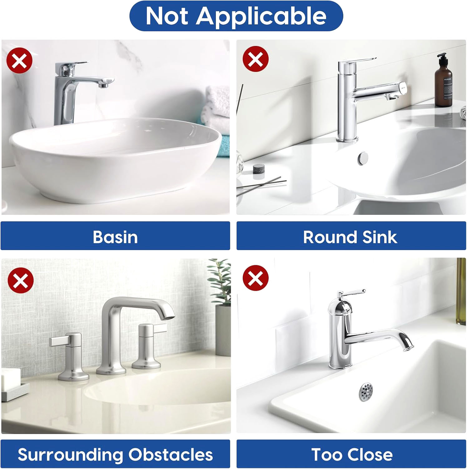 3 size Silicone Faucet Mat for Kitchen Sink Splash Guard Behind Faucet 7°Slope Sink Water Splash Guard Draining Mat for Kitchen Sink Area Faucet Mat for Bathroom Sink with Fasten Button