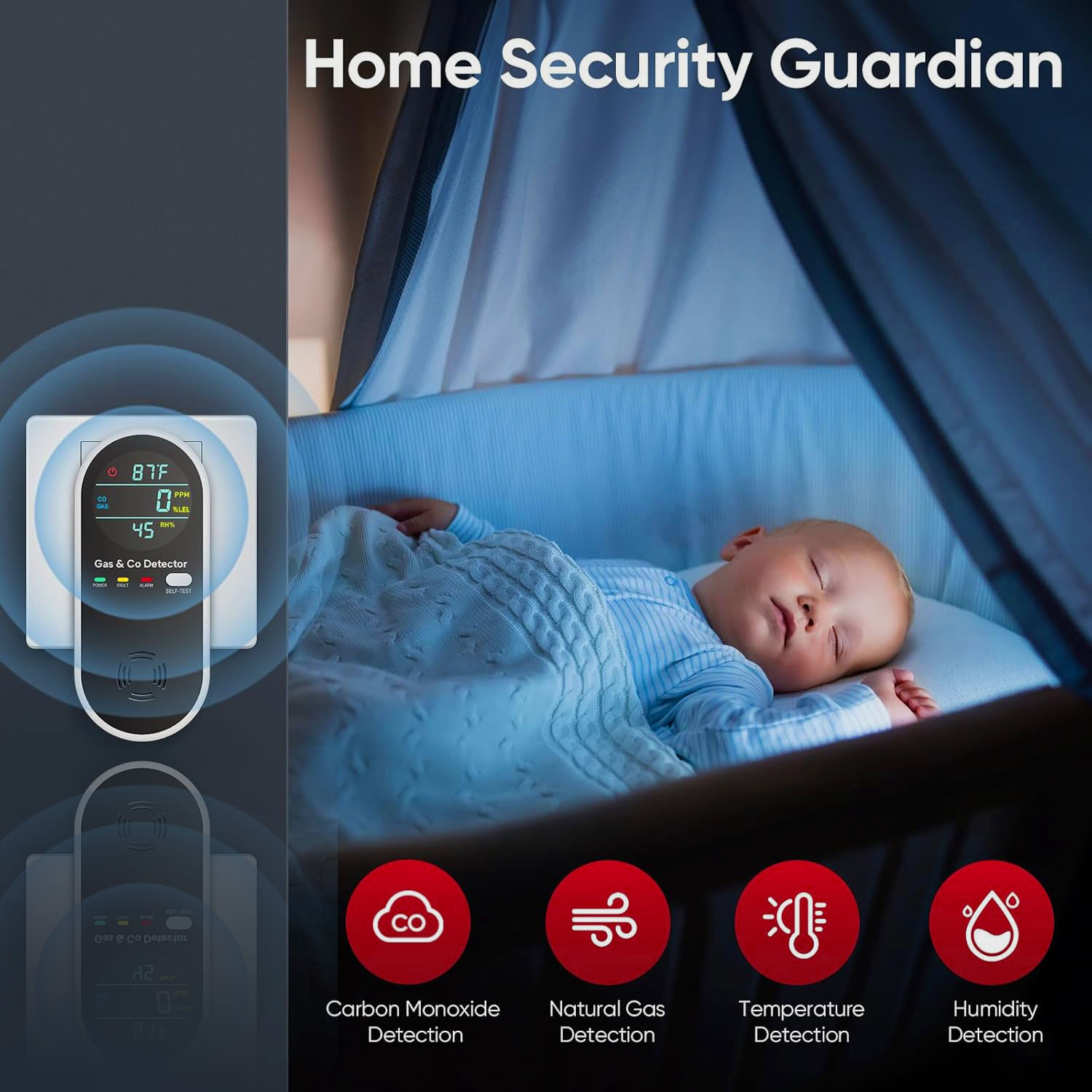 2025 4-in-1 Upgraded Detector Natural Gas Leak Detector Carbon Monoxide Detector Temperature Sensor Humidity Sensor For Home and RV