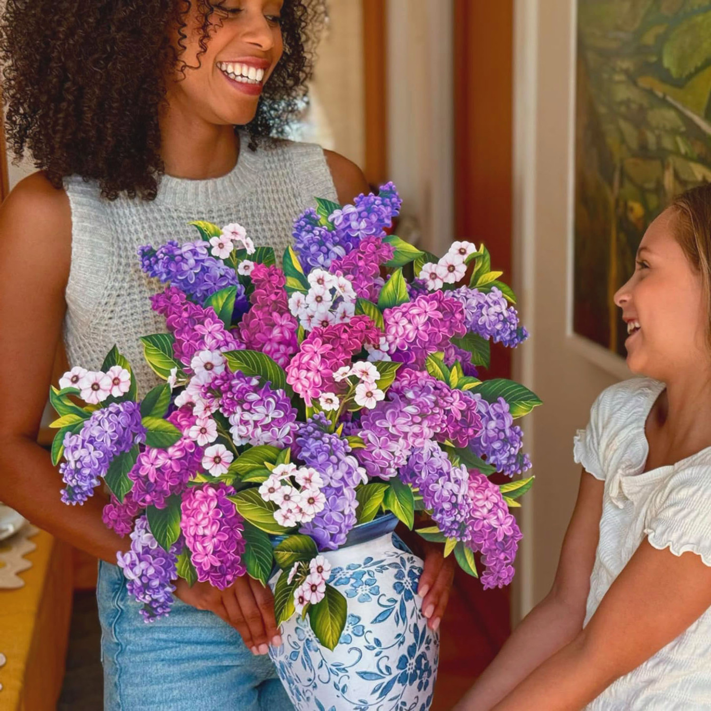 Paper Pop Up Cards Garden Lilacs 18 Inch Life Sized Forever Flower Bouquet 3D Popup Greeting Card Birthday Cards Thank You Card Blank Notecard & Envelope