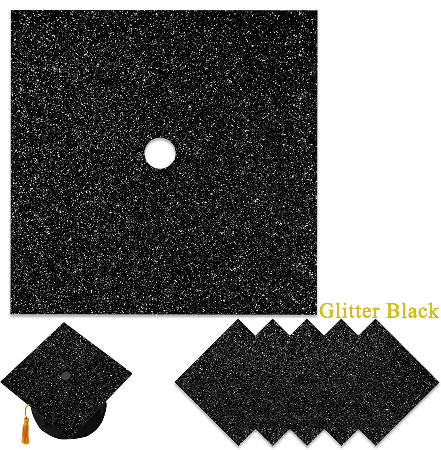 5 Pieces Glitter Cardstock Premium Construction Paper  Graduation Caps Decorations 2025 Congrats Grad Crafts Card Paper Scrapbook Supplies