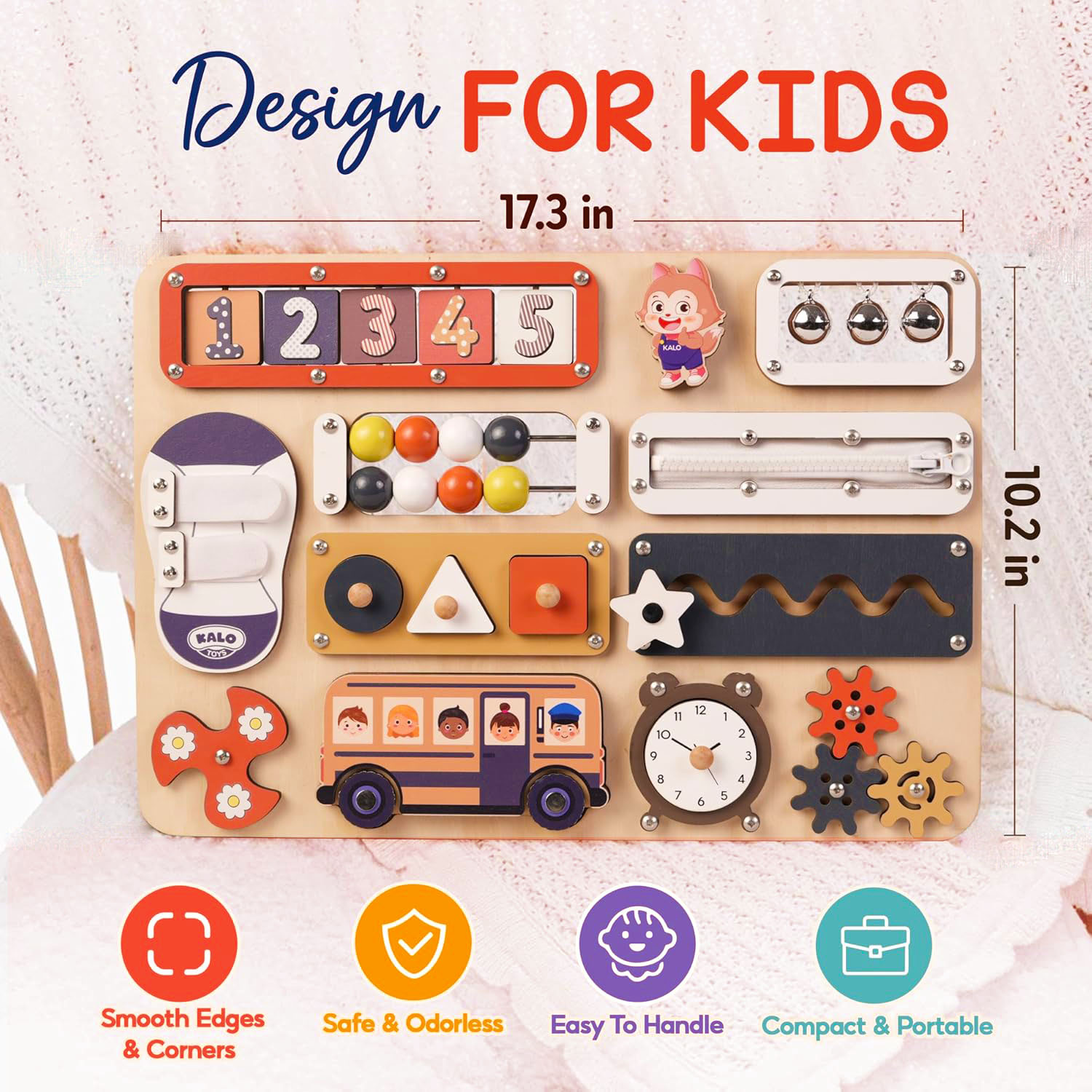 Bus Busy Board  Toys for  1.5+ Years Old Sensory Toys for 1.5+ Years Old Wheels On The Bus Wooden Toys  Fine Motor Skills & Early Learning Multiple toy combinations Gift for Boys & Girls 