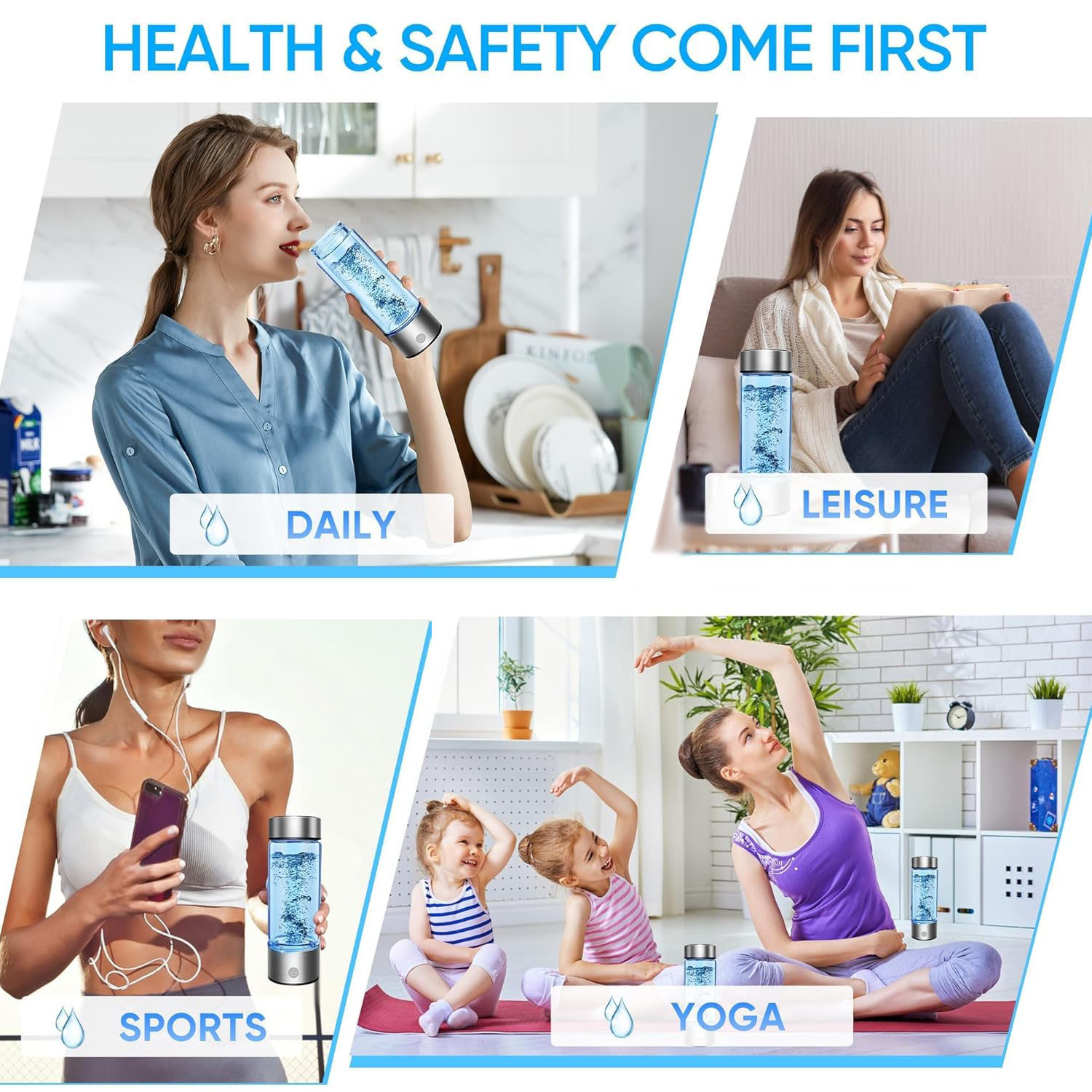 2025 Upgraded Hydrogen Water Bottle Portable Hydrogenated Water Bottle with SPE PEM Technology Portable Rechargeable aquahealth Hydrogen Water Bottle Generator,Portable Hydrogen Water Improve Water Quality in 3 Minutes Rechargeable Ionizer Machine for Hom