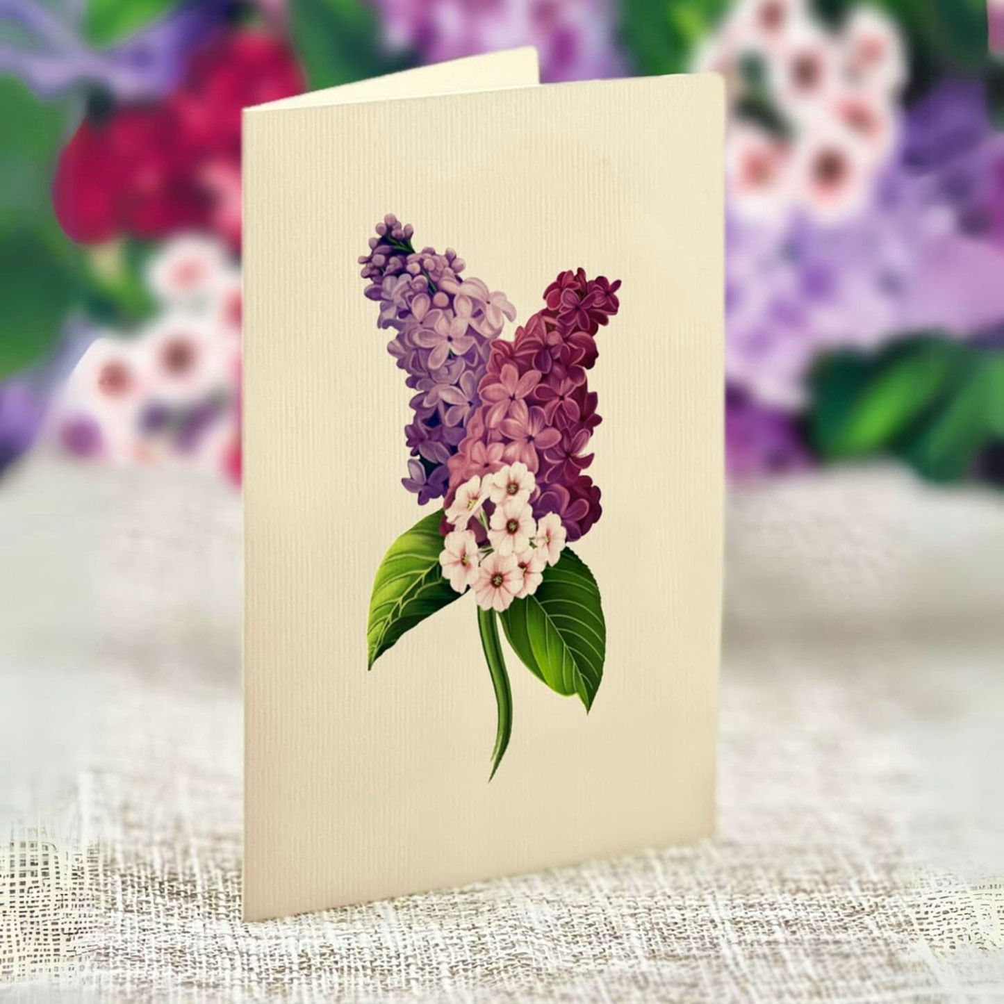 Paper Pop Up Cards Garden Lilacs 18 Inch Life Sized Forever Flower Bouquet 3D Popup Greeting Card Birthday Cards Thank You Card Blank Notecard & Envelope