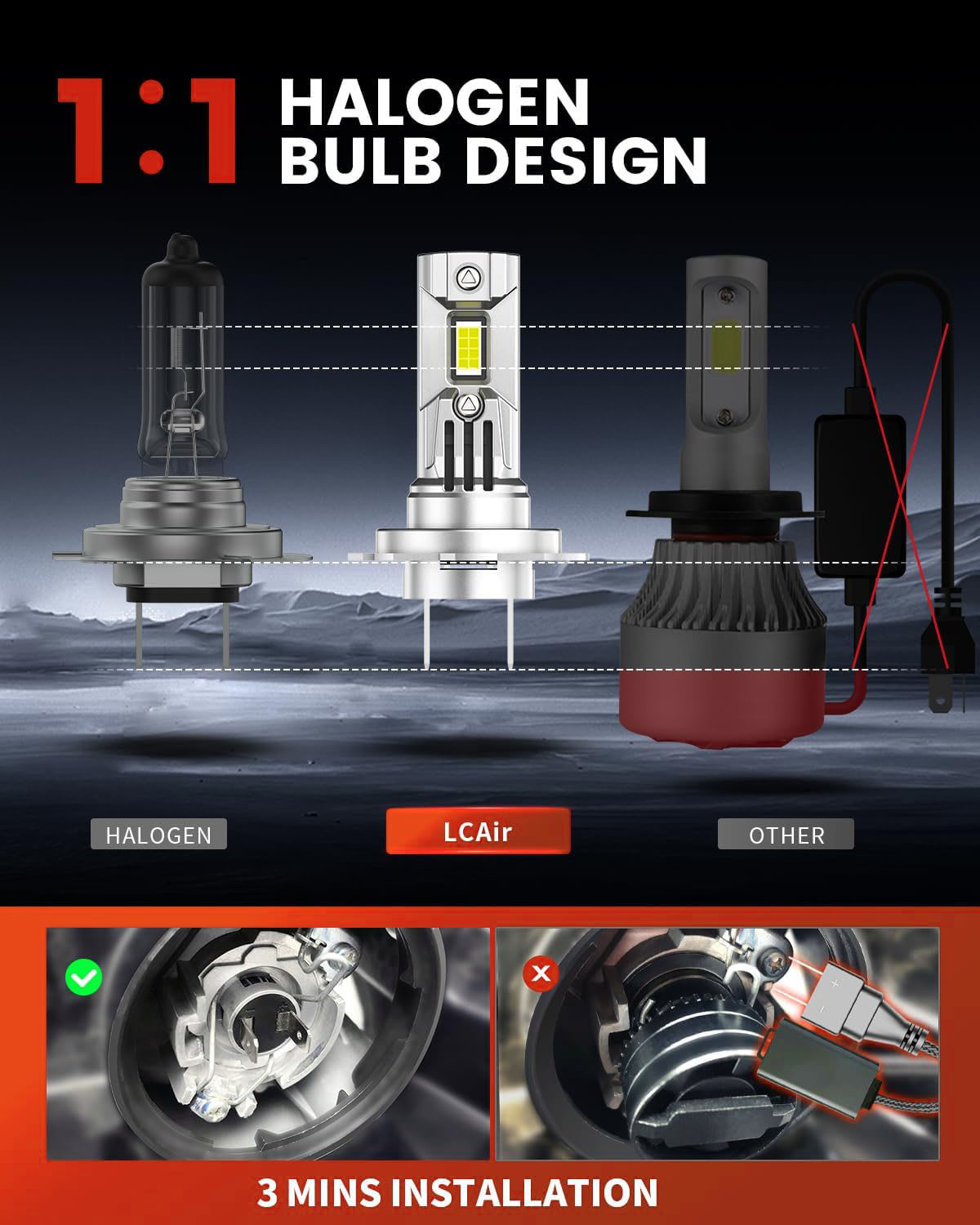 H7/H11/9005/HB3 Light Bulbs 2025 Upgrade Super Bright 6000K Cool White Fog Light Bulbs  Real 1:1 Mini Size with Cooling Fan Plug and Play Non-Polarity Pack of 2