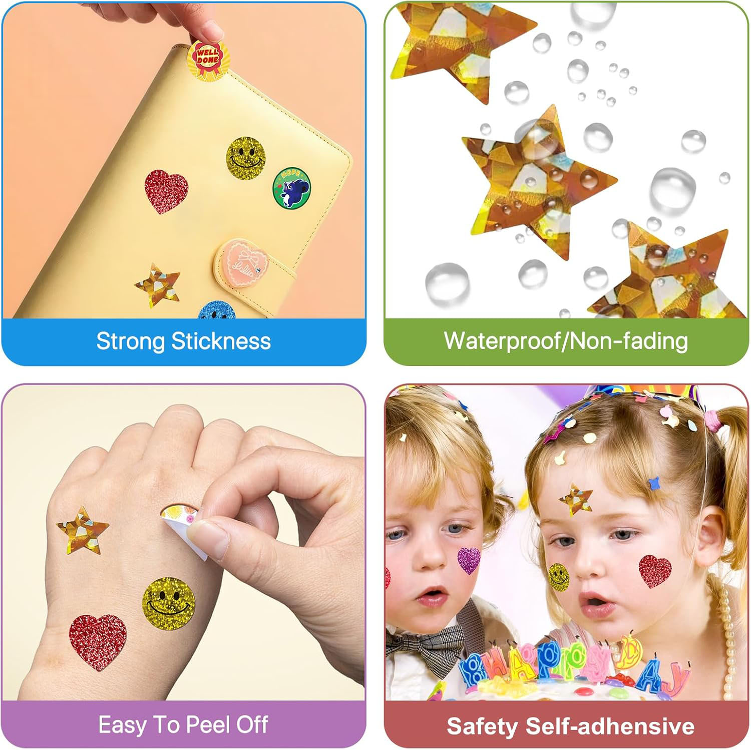Manual Sticker Dispenser for Rolls of Stickers  1520 Pieces of 1 Inch Holographic Gold Star, Red Heart, Smiley Face Stickers  For children rewards, behavioral performance Teacher supplies for school classrooms School Classroom Teacher Supplies