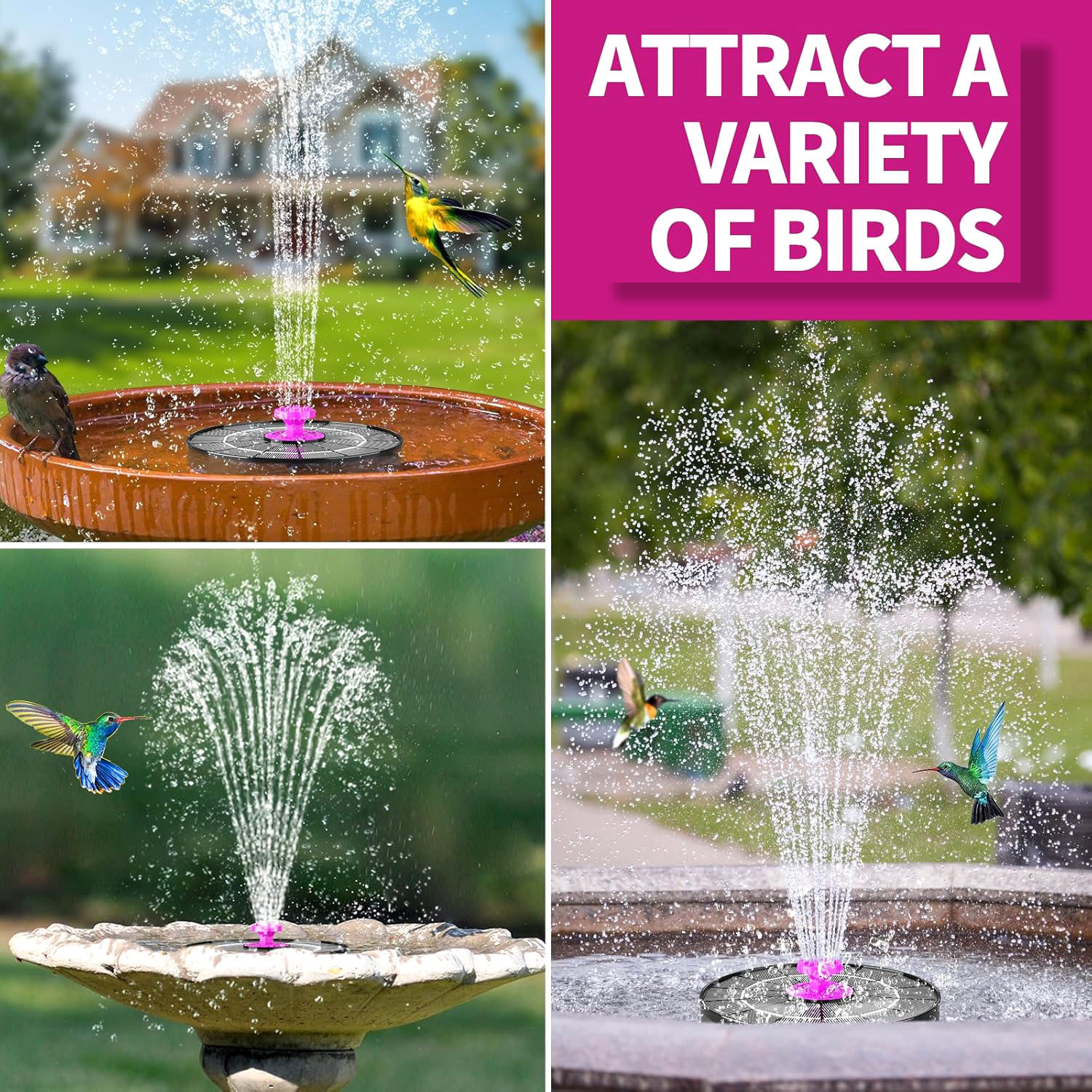 Solar Bird Bath Fountain Pump 2025 Upgrade 4W Solar Powered Water Pump Outdoor Water Fountain with 8 Nozzles For Bird Bath, Garden, Pond, Pool, Outdoor