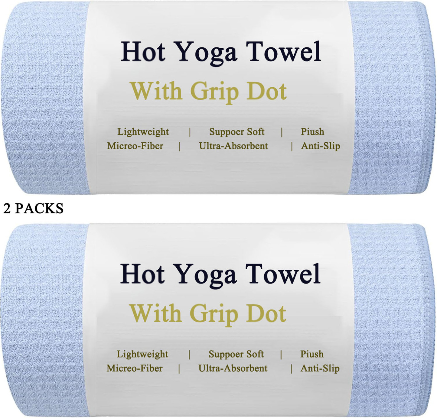 2 Pack Hot Yoga Towel Non Slip Yoga Mat Towel Non-Slip Sweat Absorbent